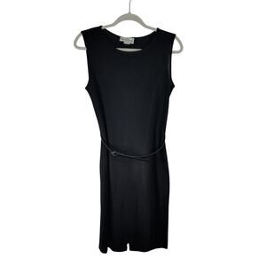 Vintage Nicole Studio Black Knit Dress with Belt, Size 6